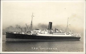 Steamer Steamship Cruise Ship T.S.S. California Vintage Real Photo Postcard