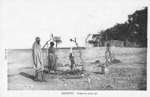 Djibouti Africa Scenic View Village People Antique Postcard (J34901)