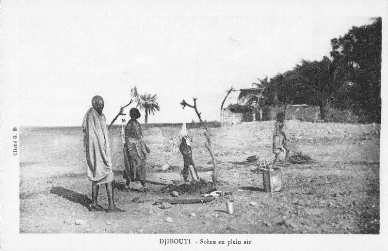 Djibouti Africa Scenic View Village People Antique Postcard (J34901)