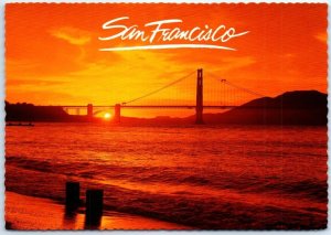 Postcard - The Golden Gate Bridge at sunset - San Francisco, California