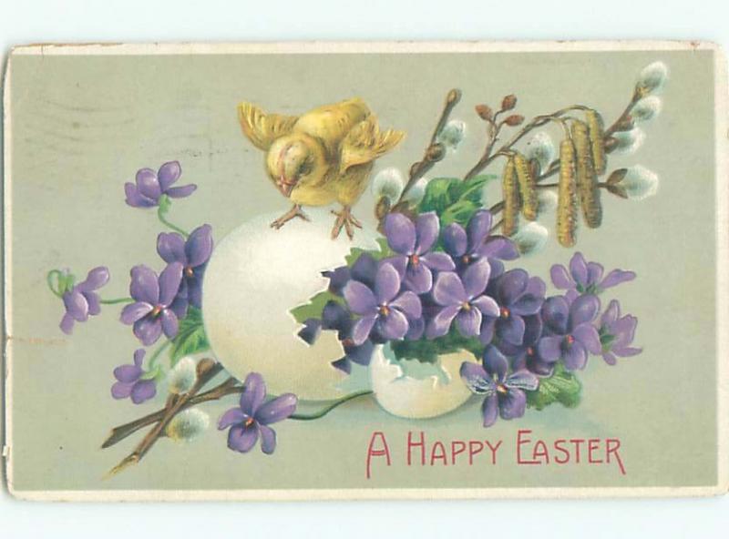 Divided-Back EASTER CHICK SCENE Cute Postcard AA0865