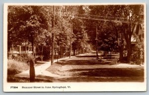 RPPC Summer Street in June  Springfield  Vermont   Postcard