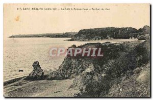 Old Postcard Saint Nazaire Loire Inf the Cote Bonne Anse Lion Rock