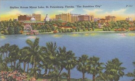 Florida St Petersburg Skyline Across Mirror Lake The Sunshine City