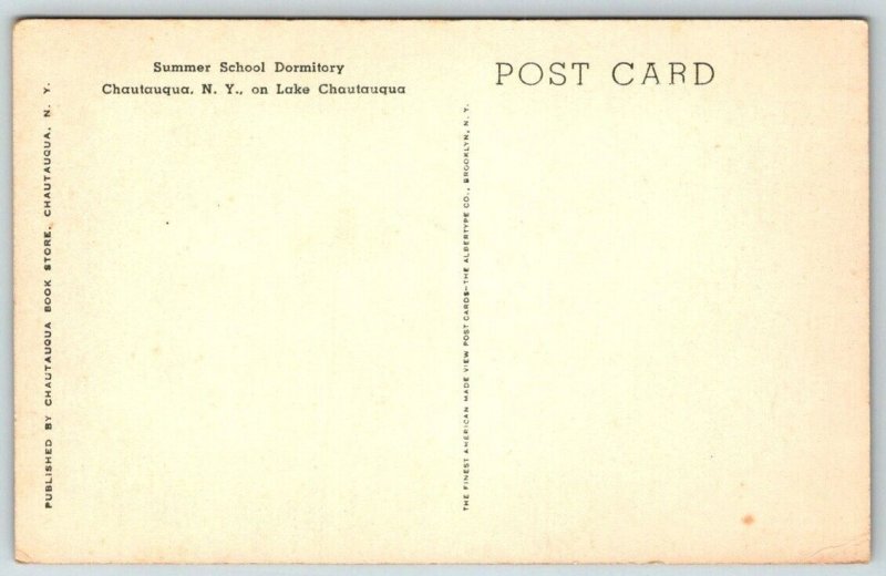 Summer School Dormitory  Chautauqua New York Postcard