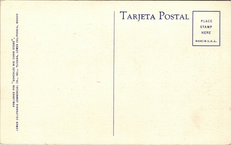 Linen Postcard Mexicali Beer Hall Longest Bar in the World Tijuana, Mexico3941 Latin & South