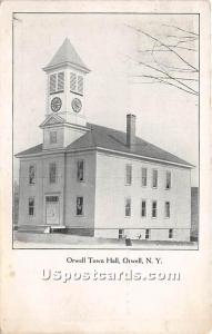 Orwell Town Hall Orwell NY Postal Used Unknown