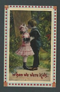 Ca 1915 Post Card Vintage Humor Children When We Were Kids Kissing Celluloid