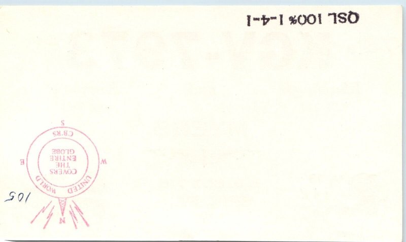 c1970s Erie, PA Comic Radio Operator Art QSL CB Radio Card Myers Cartoon Fun A67