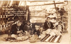 Native American Indian Navajo Family Silversmith Weaver Real Photo PC AA68006