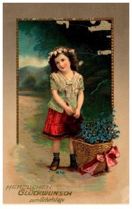 Girl with Flowers , Gluckwunsch