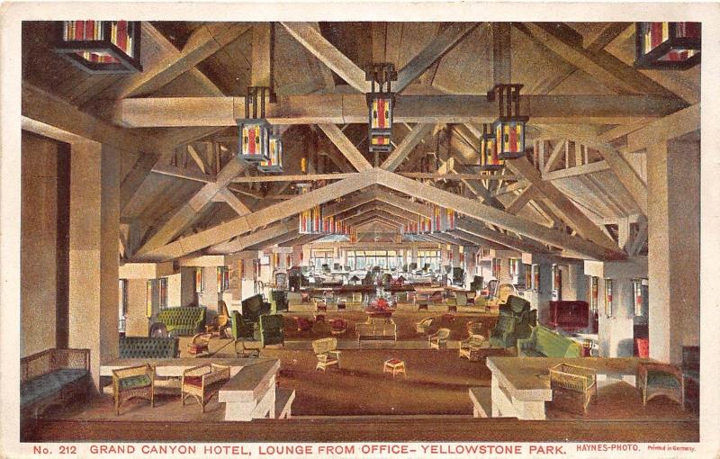 D67/ Yellowstone National Park Postcard c'10 Haynes Grand Canyon Hotel Lounge 6 