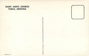 Vintage Postcard; Saint Ann's Catholic Church, Tubac AZ Santa Cruz Co. Unposted