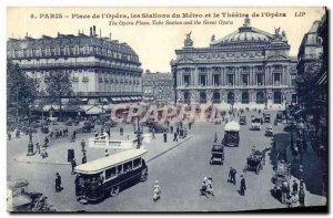 Old Postcard The Paris Opera Square Metro Station and the Theater of Opera