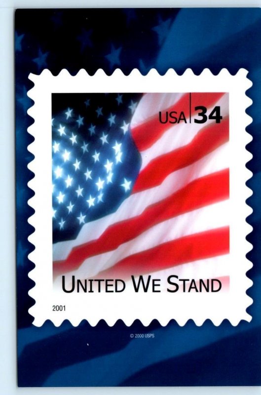 2 Postcards PATRIOTIC U.S. STAMPS ~ Stars and Stripes United We Stand 4x6