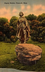 Massachusetts Plymouth Pilgrim Maiden Statue 1940