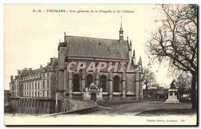 Thouars Old Postcard General view of the chapel and the castle