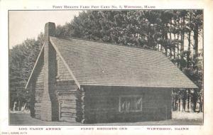 Winthrop Maine Piney Heights Inn Log Cabin Annex Antique Postcard K78398