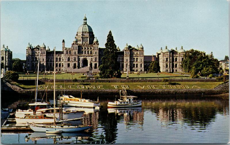 Parliament Buildings Victoria BC Boats Harbour UNUSED Vintage Postcard D97