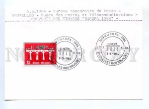 420123 BELGIUM 1984 year EUROPA CEPT Bruxelles Temporary post office card