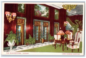 Lobby Showing Elevator The Blackstone Chicago Illinois IL Antique Postcard