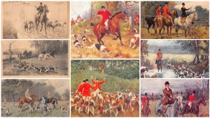 Hunting Beagle Dogs Horses Hunters lot of 8 postcards B896