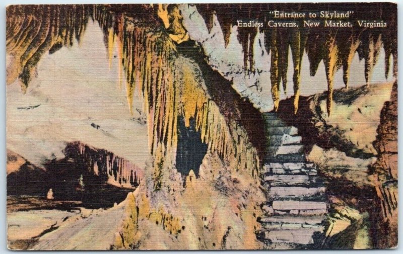 Postcard - Entrance to Skyland, Endless Caverns - New Market, Virginia