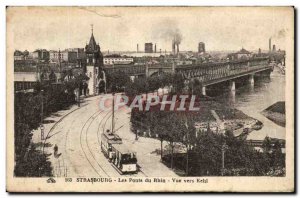 Old Postcard Strasbourg Bridges Rhine View to Tramway Kehl