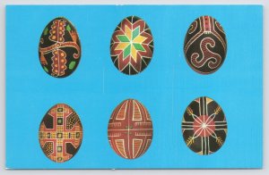 Holiday~Colored Ukrainian Easter Eggs~Vintage Postcard 