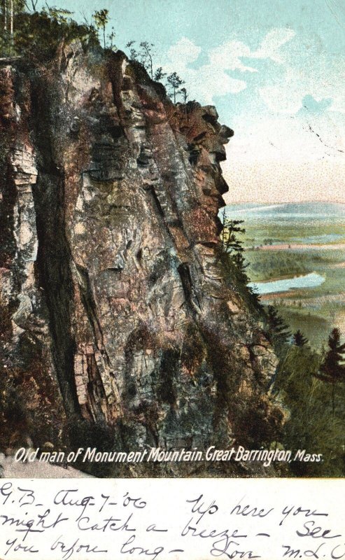 Vintage Postcard 1906 Old Man Monument Mountain Great Barrington Massachusetts