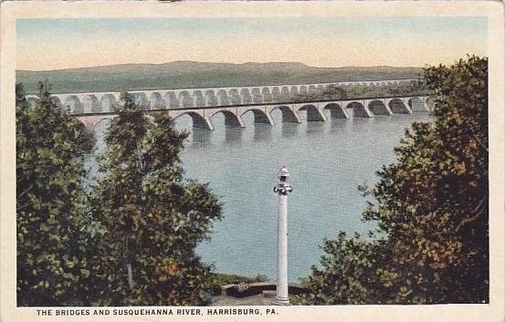 Pennsylvania Harrisburg The Bridges And Susquehanna River