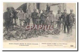 Neufmontiers Postcard Old french Soldiers dressed German helmets Neufmontiers...