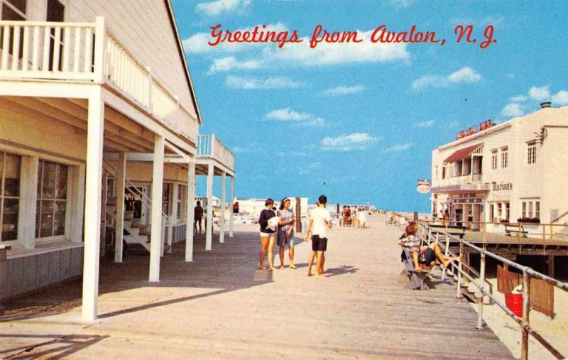 Avalon New Jersey Boardwalk Scene Vintage Postcard J56390