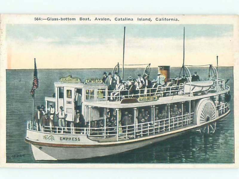 Prechrome CLOSE UP OF GLASS BOTTOM BOAT Catalina Island Los Angeles
