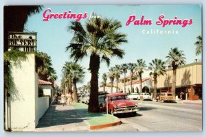 1960 Palm Springs California Postcard Palm Canyon Drive Gates Desert Inn Street