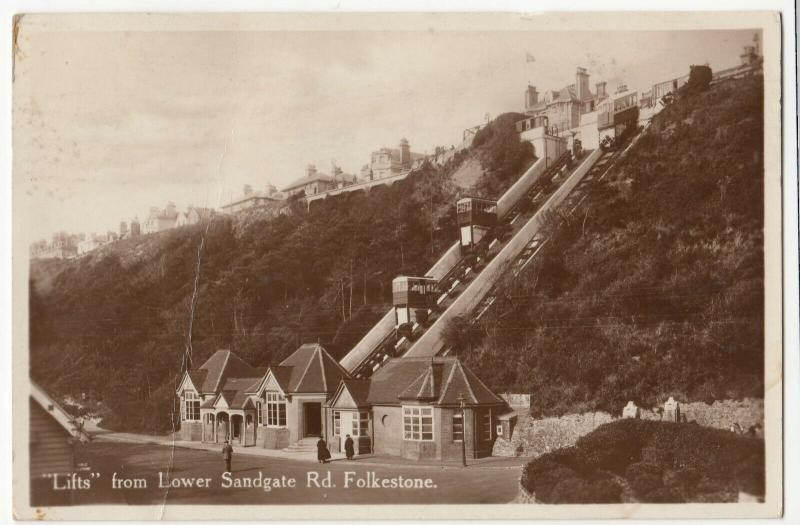 Kent; Lifts From Lower Sandgate Rd, Folkestone PPC 1929, To Mr Comber, Farnham 