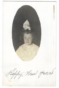 Happy New Year, Young Girl, Pennsylvania, Real Photo Post Card RPPC, Mailed 1908
