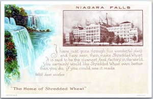 VINTAGE POSTCARD VIEW OF NIAGARA FALLS AND SHREDDED WHEAT BUILDING N.Y.