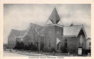 A76/ Blackstone Virginia Va Postcard c40s Presbyterian Church Building