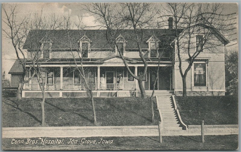 IDA GROVE IA CON BROS. HOSPITAL ANTIQUE POSTCARD