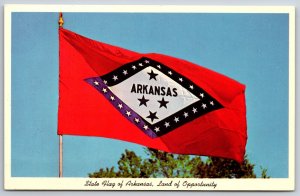 State Flag Of Arkansas Closeup~Land Of Opportunity~Color Photo Vintage Postcard