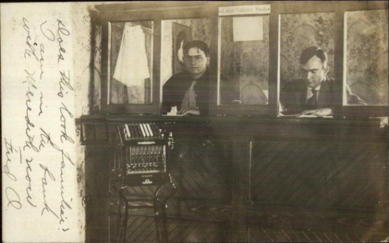 Montezuma IA Cancel College Bank Interior Tellers & Adding Machine c1910 RPPC