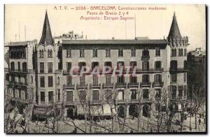 Old Postcard Barcelona Construcciones modernas Paseo de Gracia