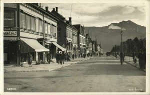 norway norge, NARVIK, Street Scene, Shops (1930s) RPPC Postcard