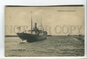 478507 Poland Ustka Baltic resort of Stolpmunde ship Stephanie Vintage postcard