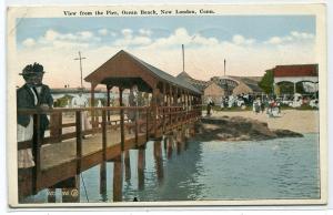 Pier View Ocean Beach New London Connecticut 1921 postcard