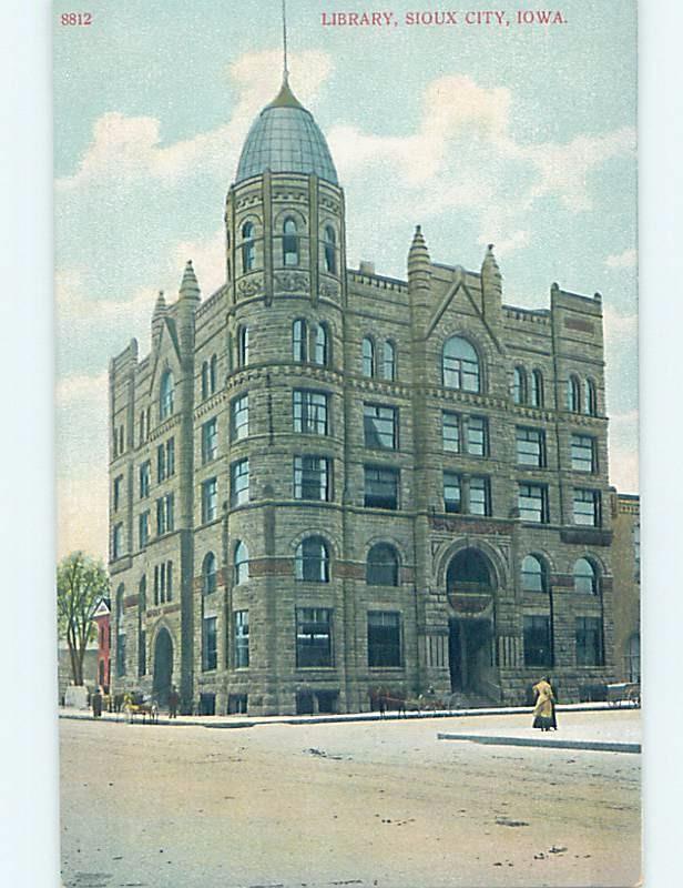 Unused Divided-Back LIBRARY SCENE Sioux City Iowa IA d6135