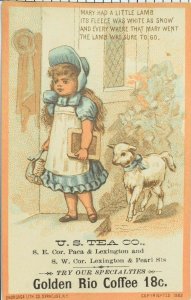 1882 Poem, Lamb, U.S. Tea Co., Golden Rio Coffee Victorian Trade Card F103