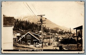 Postcard RPPC c1920 Ketchikan Alaska Street View From Top of Hill
