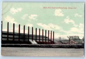 Gary Indiana IN Postcard Mil Site East Of Broadway Buildings c1910's Antique